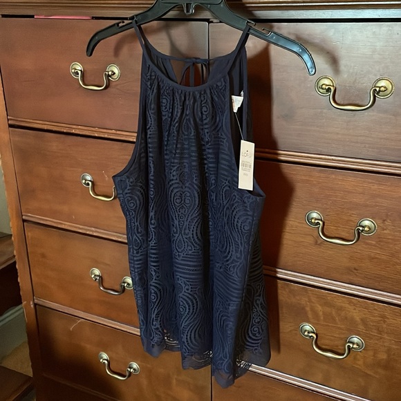 NWT Navy Lace LOFT Halter Top Lined - Picture 2 of 16